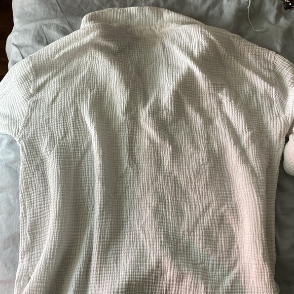 White Crinkle Gauze Magashoni Top Size M - Picture 3 of 5